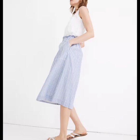 New: Madewell Paperbag Button Front Midi Skirt with Pockets - Picture 4 of 14